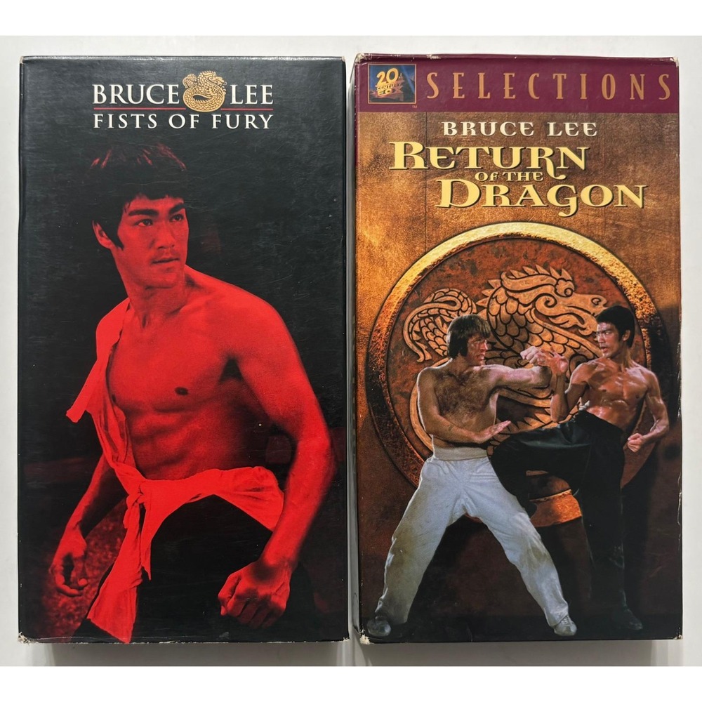 Bruce Lee VHS Lot Fists of Fury Return of the Dragon Martial Arts Movies 2 Pack